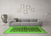 Machine Washable Oriental Green Industrial Area Rugs in a Living Room,, wshurb3141grn