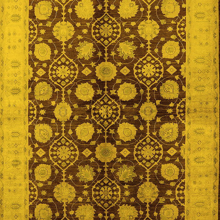 Machine Washable Oriental Yellow Industrial Rug, wshurb3141yw