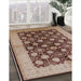 Mid-Century Modern Dark Sienna Brown Oriental Rug in Family Room, urb3141