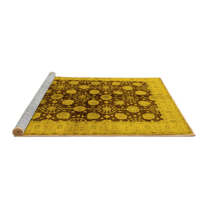 Sideview of Machine Washable Oriental Yellow Industrial Rug, wshurb3141yw