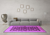 Machine Washable Oriental Purple Industrial Rug, wshurb3141pur