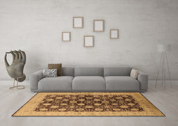 Machine Washable Oriental Brown Industrial Rug in a Living Room,, wshurb3141brn