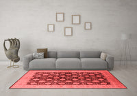 Machine Washable Oriental Red Industrial Rug, wshurb3141red