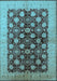 Machine Washable Oriental Light Blue Industrial Rug, wshurb3141lblu