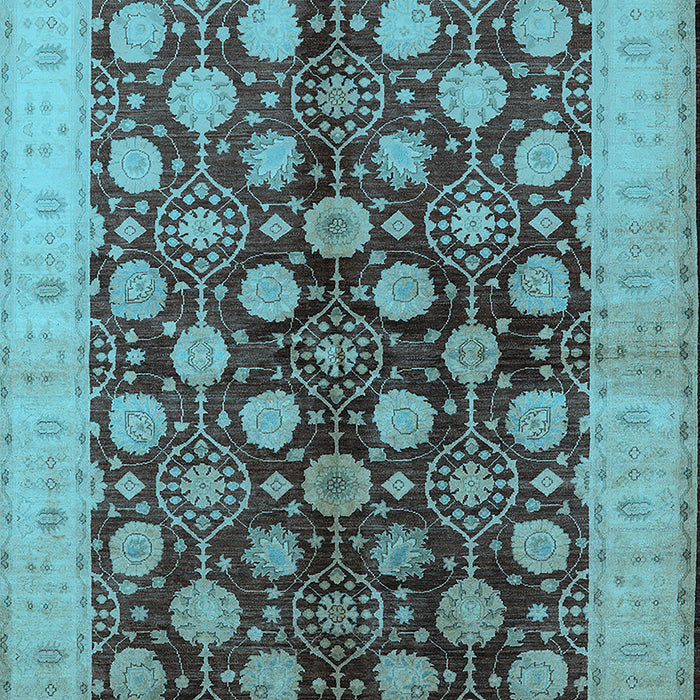Machine Washable Oriental Light Blue Industrial Rug, wshurb3141lblu