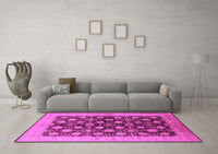 Machine Washable Oriental Pink Industrial Rug, wshurb3141pnk