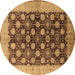 Round Oriental Brown Industrial Rug, urb3141brn