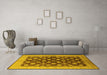 Machine Washable Oriental Yellow Industrial Rug in a Living Room, wshurb3141yw