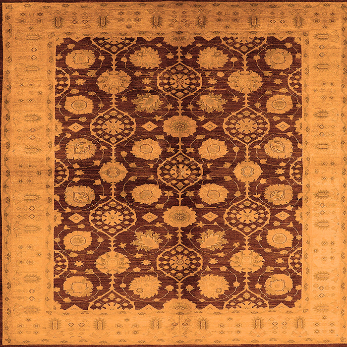Square Machine Washable Oriental Orange Industrial Area Rugs, wshurb3141org