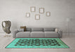 Machine Washable Oriental Turquoise Industrial Area Rugs in a Living Room,, wshurb3141turq