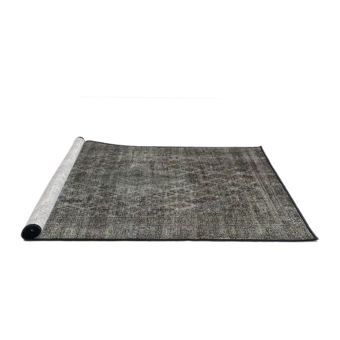 Sideview of Machine Washable Industrial Modern Black Rug, wshurb3142
