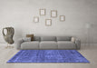 Machine Washable Oriental Blue Industrial Rug in a Living Room, wshurb3142blu