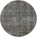 Round Mid-Century Modern Black Oriental Rug, urb3142