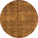 Round Machine Washable Oriental Orange Industrial Area Rugs, wshurb3142org