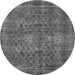 Round Machine Washable Oriental Gray Industrial Rug, wshurb3142gry