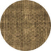 Round Oriental Brown Industrial Rug, urb3142brn