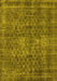 Machine Washable Oriental Yellow Industrial Rug, wshurb3142yw