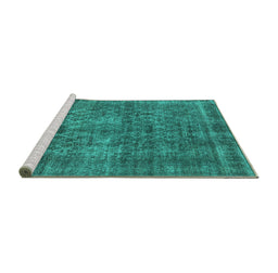 Sideview of Machine Washable Oriental Turquoise Industrial Area Rugs, wshurb3142turq