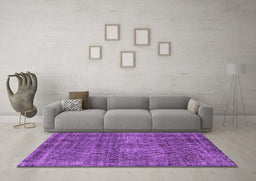 Machine Washable Oriental Purple Industrial Area Rugs in a Living Room, wshurb3142pur