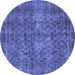 Round Oriental Blue Industrial Rug, urb3142blu