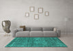 Machine Washable Oriental Turquoise Industrial Area Rugs in a Living Room,, wshurb3142turq