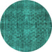 Round Oriental Turquoise Industrial Rug, urb3142turq