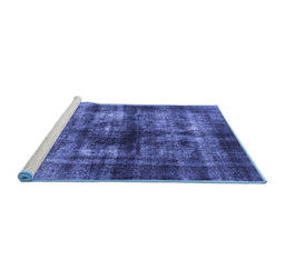 Sideview of Machine Washable Oriental Blue Industrial Rug, wshurb3143blu