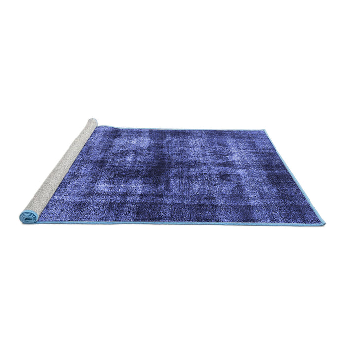 Sideview of Machine Washable Oriental Blue Industrial Rug, wshurb3143blu