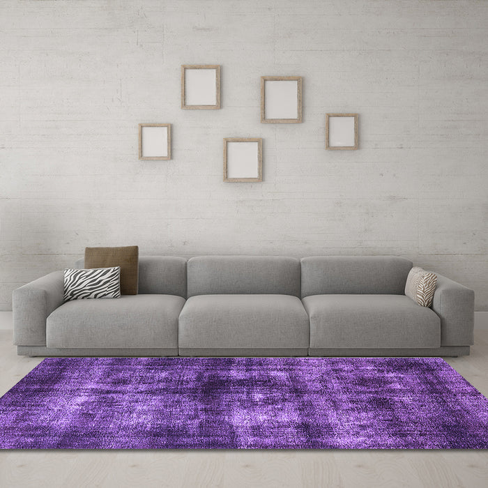 Machine Washable Oriental Purple Industrial Area Rugs in a Living Room, wshurb3143pur