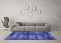 Machine Washable Oriental Blue Industrial Rug, wshurb3143blu