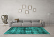Machine Washable Oriental Turquoise Industrial Area Rugs in a Living Room,, wshurb3143turq