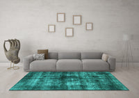 Machine Washable Oriental Turquoise Industrial Rug, wshurb3143turq