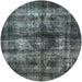 Round Mid-Century Modern Light Slate Gray Oriental Rug, urb3143