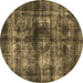 Round Machine Washable Oriental Brown Industrial Rug, wshurb3143brn