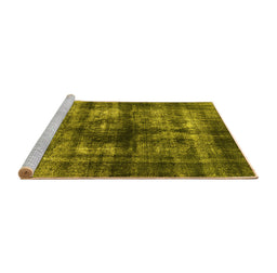 Sideview of Machine Washable Oriental Yellow Industrial Rug, wshurb3143yw