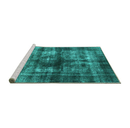 Sideview of Machine Washable Oriental Turquoise Industrial Area Rugs, wshurb3143turq