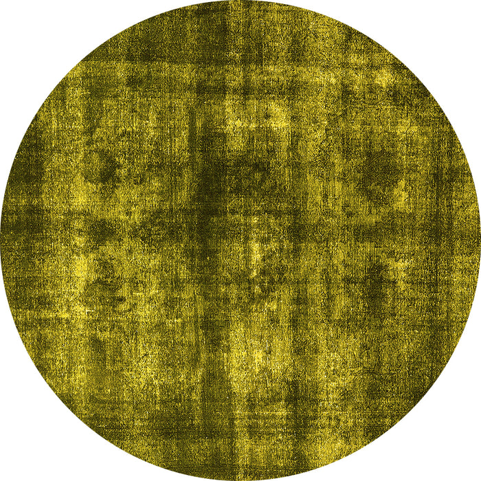 Round Oriental Yellow Industrial Rug, urb3143yw