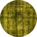 Round Oriental Yellow Industrial Rug, urb3143yw