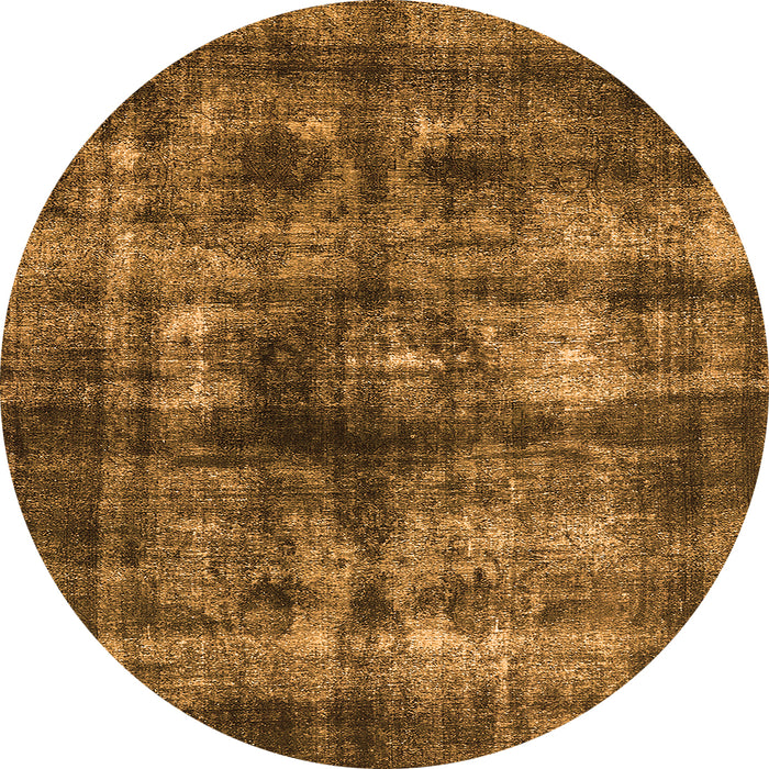 Round Machine Washable Oriental Orange Industrial Area Rugs, wshurb3143org