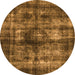 Round Machine Washable Oriental Orange Industrial Area Rugs, wshurb3143org