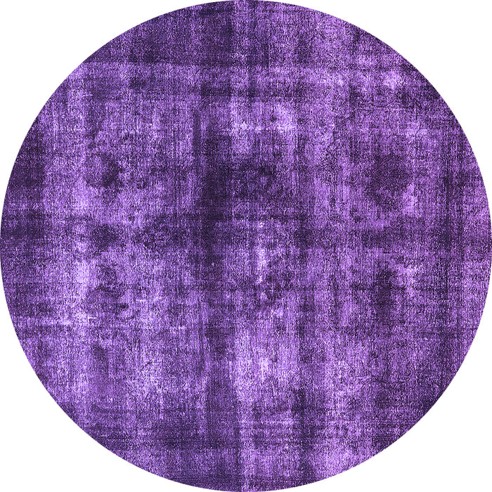 Round Machine Washable Oriental Purple Industrial Area Rugs, wshurb3143pur