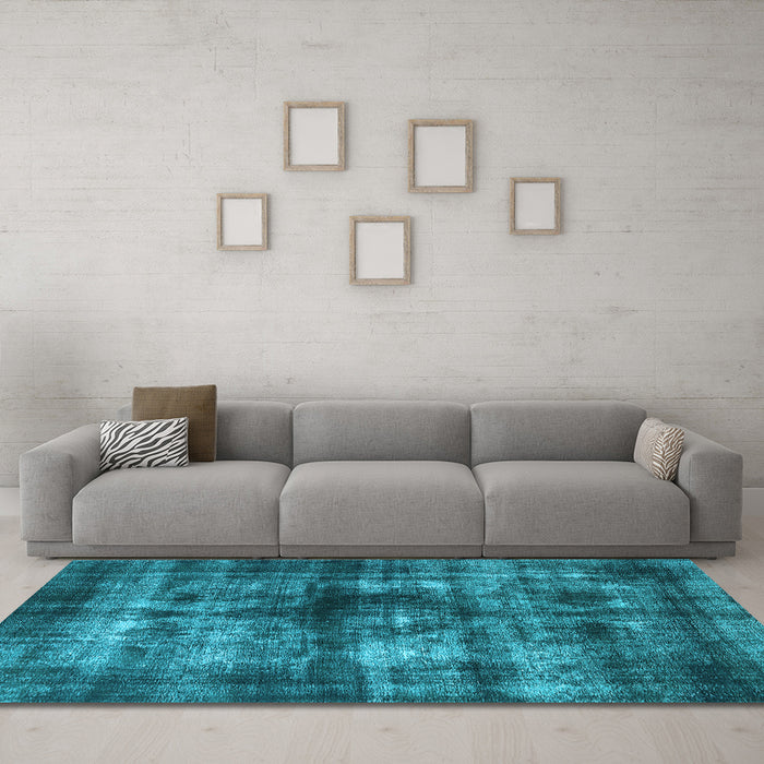 Machine Washable Oriental Light Blue Industrial Rug in a Living Room, wshurb3143lblu