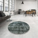 Round Machine Washable Industrial Modern Light Slate Gray Rug in a Office, wshurb3143