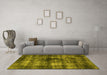 Machine Washable Oriental Yellow Industrial Rug in a Living Room, wshurb3143yw