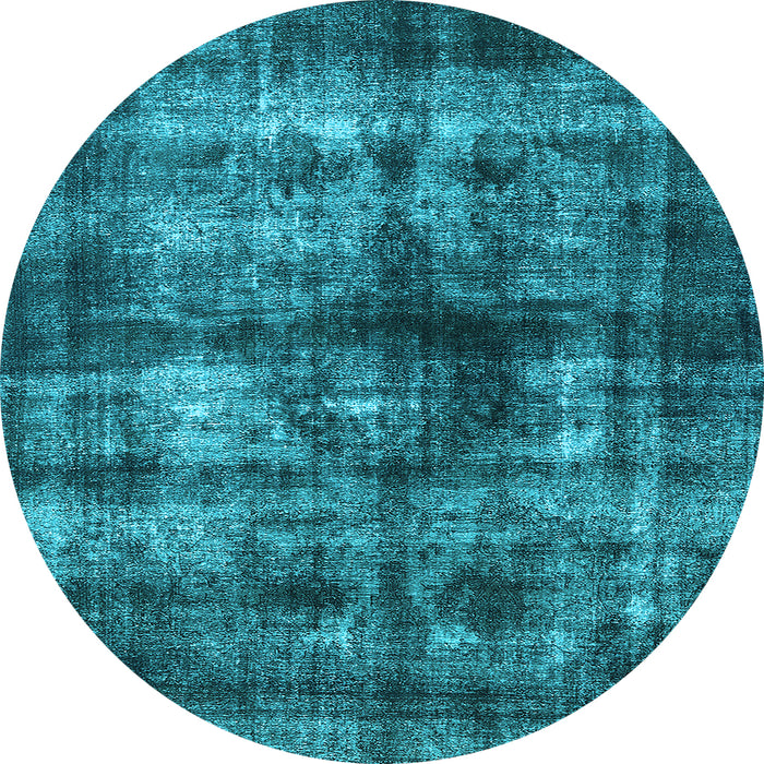 Round Machine Washable Oriental Light Blue Industrial Rug, wshurb3143lblu