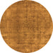 Round Machine Washable Oriental Orange Industrial Area Rugs, wshurb3144org