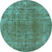 Round Oriental Light Blue Industrial Rug, urb3144lblu