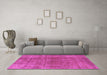 Machine Washable Oriental Pink Industrial Rug in a Living Room, wshurb3144pnk