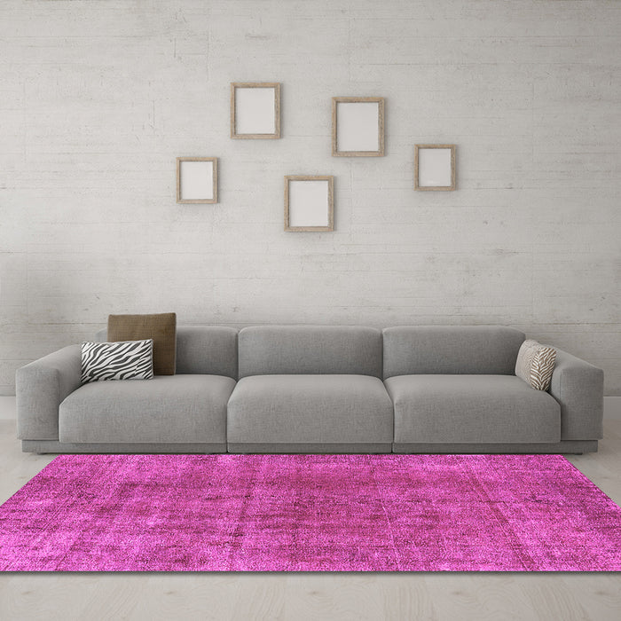 Machine Washable Oriental Pink Industrial Rug in a Living Room, wshurb3144pnk
