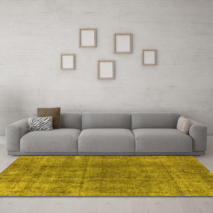 Machine Washable Oriental Yellow Industrial Rug in a Living Room, wshurb3144yw